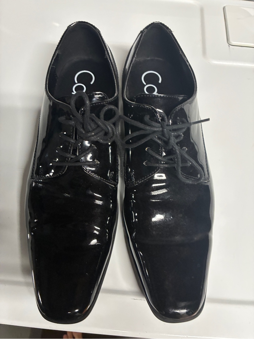 Calvin Klein Black Patent Leather Lace-Up Oxfords